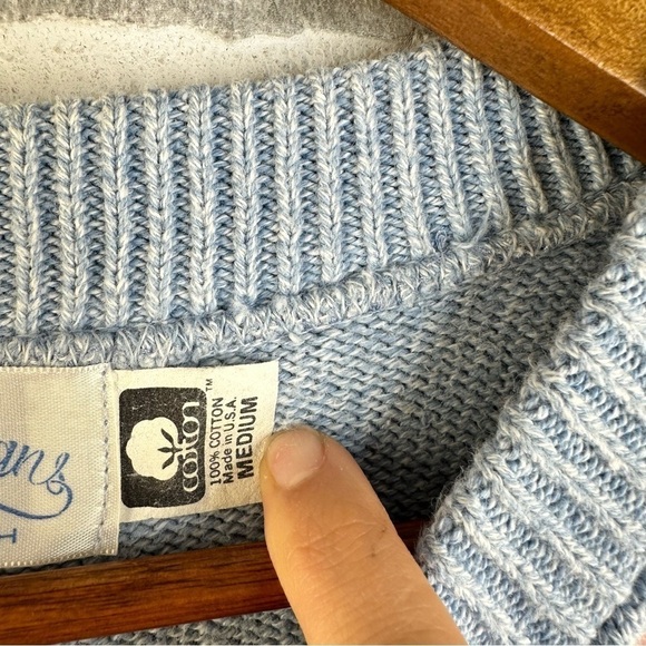 Vintage Sue Hillis Designs Duplicate stitch Blue Floral Crewneck Sweater Size M - Picture 4 of 5